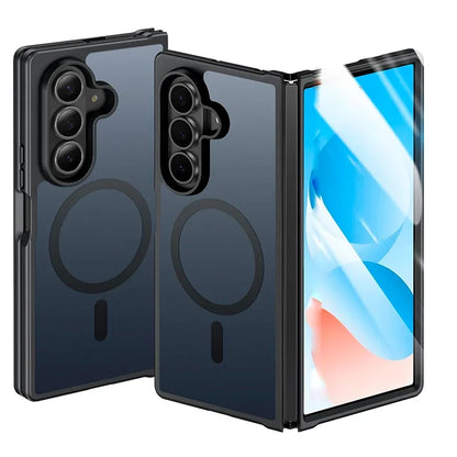 UYUXIO Magnetic Mobile Phone Case for Samsung Galaxy Z Fold 7 Wireless Charging Cases Translucent Slim Rugged Cover with Magnet