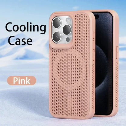 Cooling Heat Dissipation For Magsafe Case For iPhone 18 17 16 14 15 13 12 11 Pro Max Funda Mesh Breathable Grid Matte Hard Cover