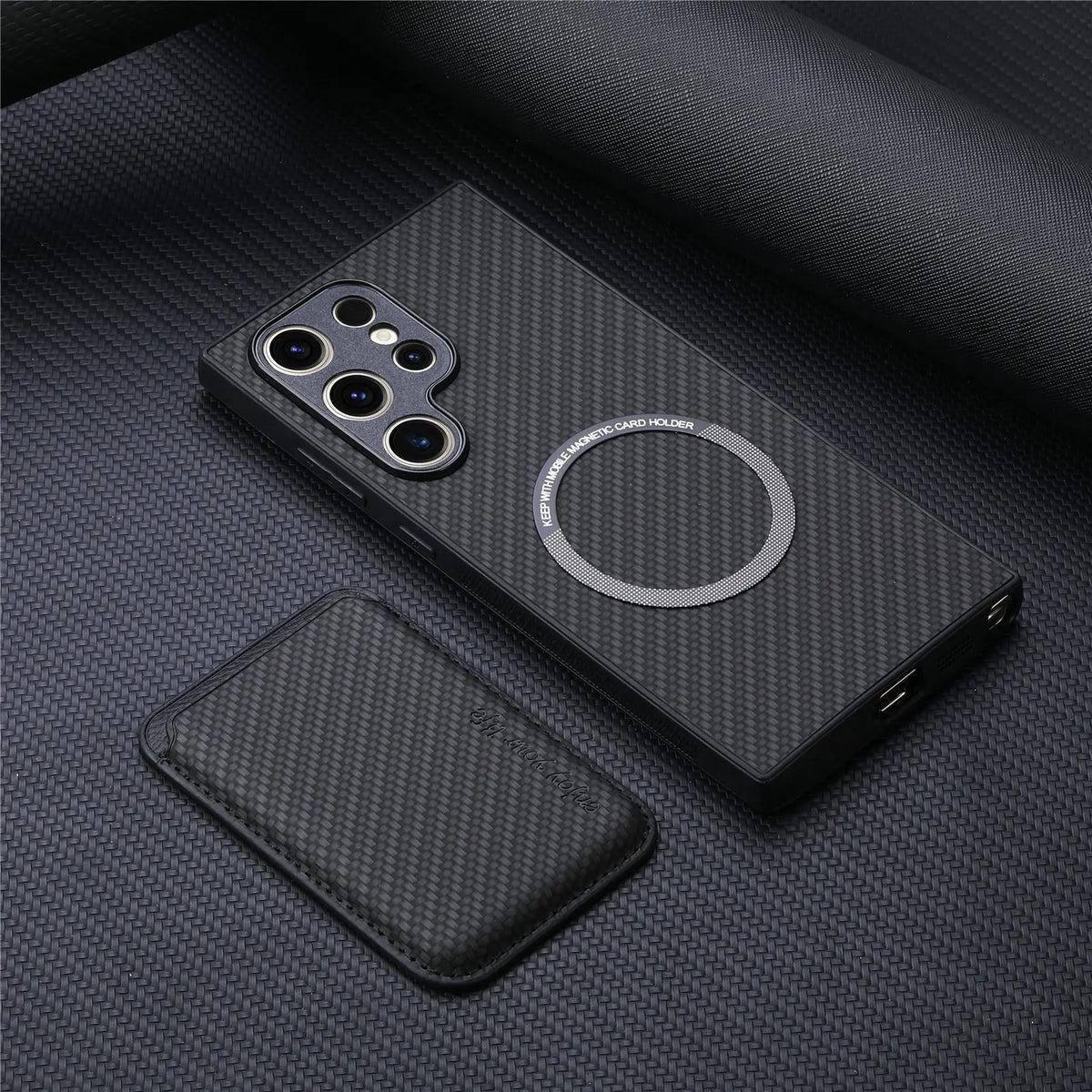 Carbon Fiber Style PU Leather for Magsafe Case for Samsung Galaxy S26 S24 S25 Ultra S22 Plus S21 S23 FE A57 A55 A56 Cover LM2
