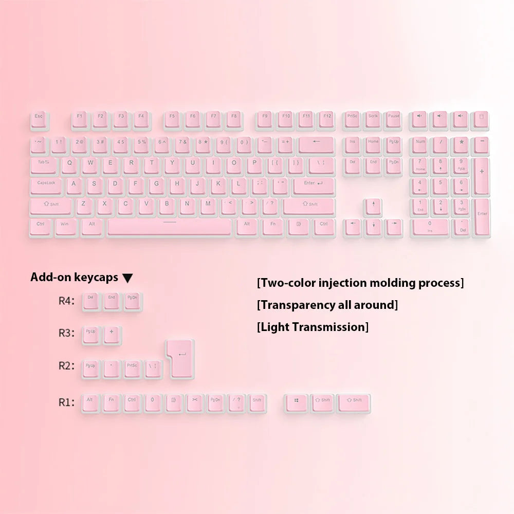 129 Keys Pudding Keycaps PBT Double Shot RGB Gaming Keyboard Keycaps For 61 68 84 87 96 98 100 104 108 Keys Mechanical Keyboard