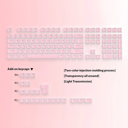 129 Keys Pudding Keycaps PBT Double Shot RGB Gaming Keyboard Keycaps For 61 68 84 87 96 98 100 104 108 Keys Mechanical Keyboard