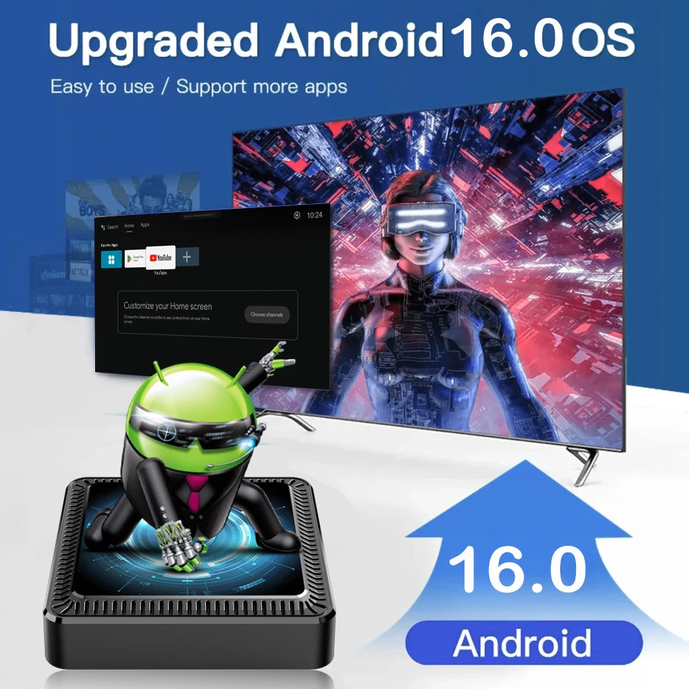 2026 Android 16 Q19 8K Smart TV Box Ram 4GB 8GB Rom 128GB 256GB Google Assistant Bluetooth 6.0 Wifi6 Streaming Media Player Fast