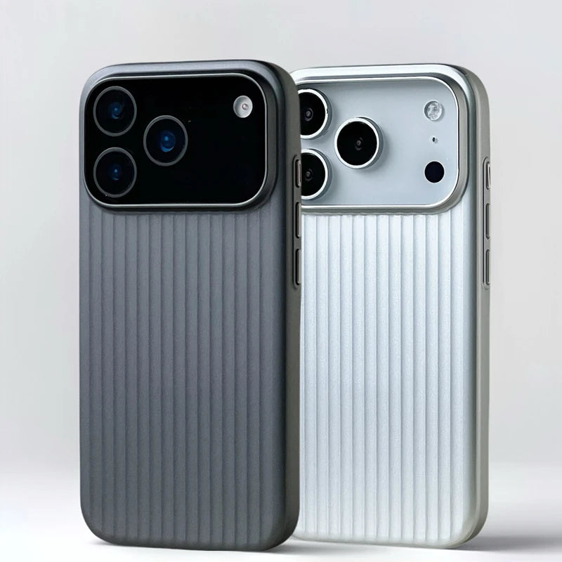 Fashion Plating 3D Luggage Stripes for Magsafe Phone Case for IPhone 17 16 15 14 Pro Max Shockproof Wireless Charge Matte Cover
