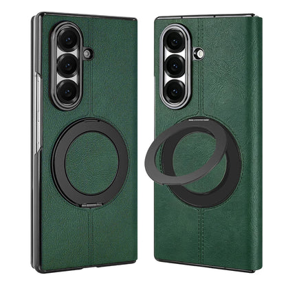 Magnetic Plain PU Leather Flip Phone Case With 360° Rotatable Ring Kickstand Holder for Samsung For Galaxy Z Fold 8 Ultra 7/6