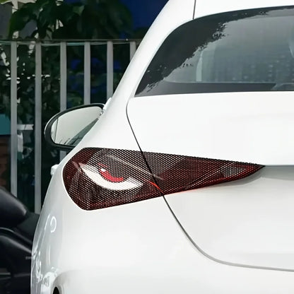 2 pack car headlight sticker grid eye decal, durable lampshade decorative sticker, suitable for car headlights and tail lights,