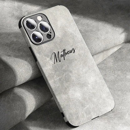 Personalized Luxury Leather Lambskin Case For iPhone 11 12 13 14 15 16 18Pro Max Customized Name DIY Cover