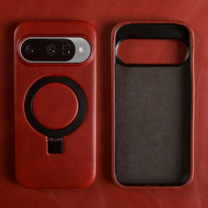 Luxury Magnetic Bracket Holder Genuine Leather Case For Google Pixel 10 Pro XL Pixel10 8A 9Pro 7A 6A 5A Full Wrapped Back Cover