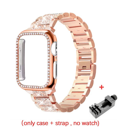 Chains Strap Case+Strap Metal Band Women Bracelet For Apple Watch 49mm 46mm 44mm 42mm 40 38mm for iWatch 10 9 8 7 6 5 SE 4 3 2 1