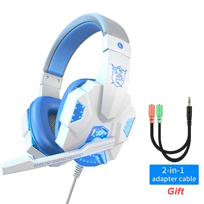 RGB LED Light Gaming Headsets With Mic Low Latency 3.5mm Wired Gaming Headphone For Computer PS4 PS5 Xbox Bass Stereo Earphones