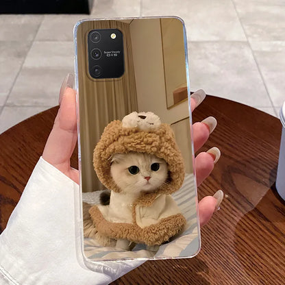 Casing For Samsung S10 Lite Case G770F Aesthetic Cute Cat Fashion Transparent Back Cover For Samsung Galaxy S10 Lite Phone Case