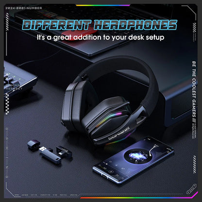 ONIKUMA GT826 Wireless Headset Gaming Headphone Tri Mode Connection Bluetooth USB C 2.4G Low Latency RGB Stereo Sound For PS5 PC