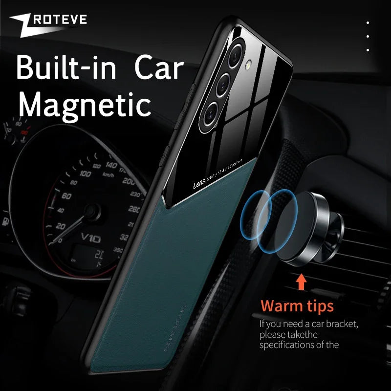 S23 Case Zroteve PU Leather Car Magnetic Hard PC Cover For Samsung Galaxy S24 Ultra S25 Edge S22 S21 FE S20 Plus Phone Cases