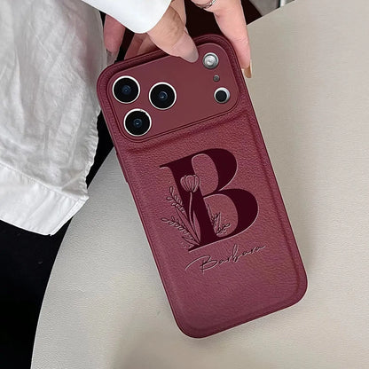 Personalized Custom Name Initial Custom Big Letter with Flowers Design Phone Case for iPhone18 17 16 15 14 13 Pro Max Plus Air