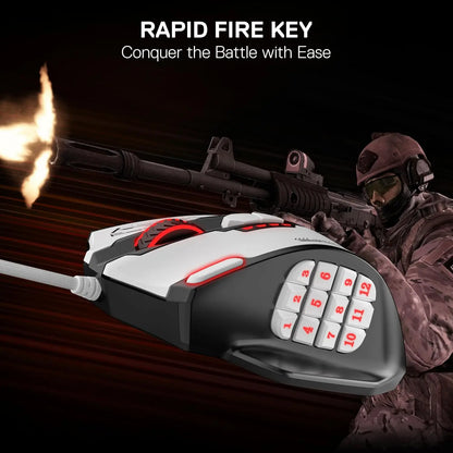 Redragon M908 Impact RGB MMO Gaming Mouse Optical Wired Ergonomic Design with Max 24000 DPI High Precision 18 Programmable Butto