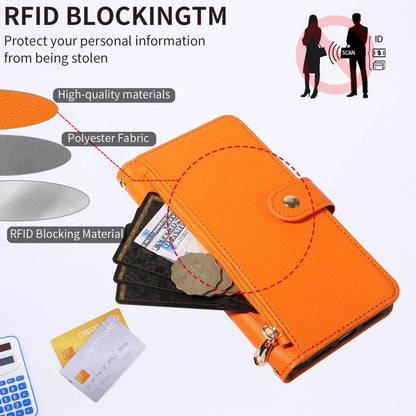 For Samsung S26 Ultra/S25/S24/S23/S22/S21/S20Fe Multifunctional Protective Case, Wallet-Style Cross-Shoulder Phone Case with Makeup Mirror and Card Slot, Faux Leather Phone Protective Cover