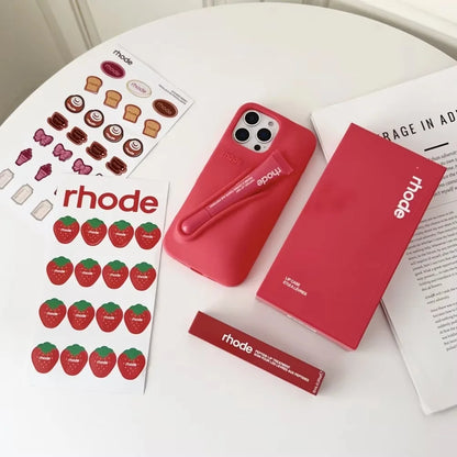 Luxury Aesthetic Rhode Lip Balm Design Matte Silicone Shockproof Phone Case All Matching Color Protective Case For iPhone Series