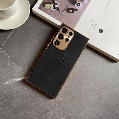 Custom Initials Personality Name – Premium Matte Suede Electroplated Phone Case for Samsung Galaxy S25, S24 Ultra, S23, S22 Plus