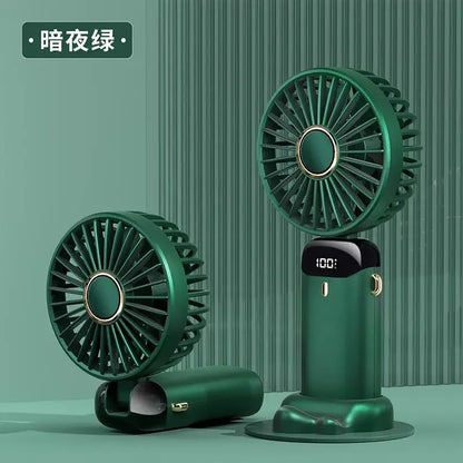 Mini Handheld Fan Foldable Neck Hanging Fan 5 Speed USB Rechargeable Portable Cool Fan with LED Digtal Display Low Noise Summer