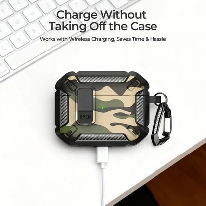 Switch Case for AirPods 5 2026 Headphone Protective Case Camouflage Green for Men Airpods Pro 3/4/5 Protective Case with Lock