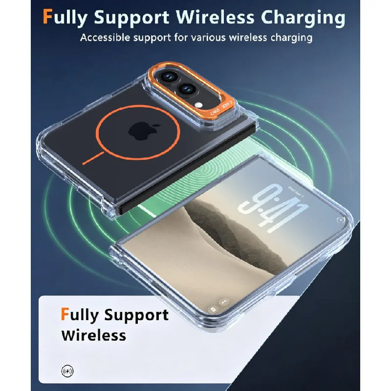 Luxurious Original Skin Clear Lens Holder Magnetic Phone Case For IPhone Duo For Magsafe All-round Anti Drop Protective Cover