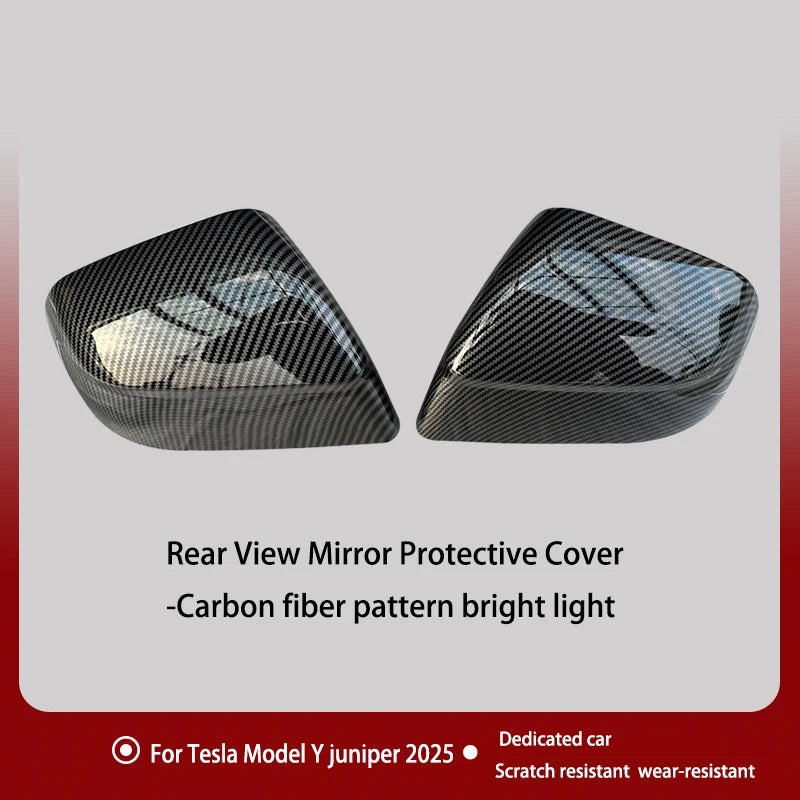 Carbon Fiber Car Paste Side Door Mirror Cover For Tesla Model Y Juniper2025 Auto Exterior Accessories ABS Sides Rearview Cover