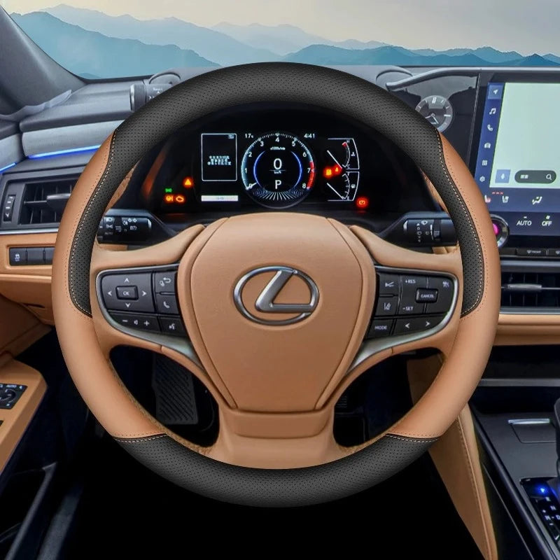 2026 Nappa Leather Steering Wheel Cover Anti-Slip 37-38cm For Lexus IS ES ES300h ES350h RX RX350 RX500h NX350h NX450 Accessories