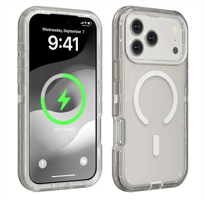 Rugged Ott Armor Magnetic Wireless Charging Clear Case For IPhone 18 17Air 16 15 14 Plus 13 12 Pro Max Enhanced Shockproof Cover