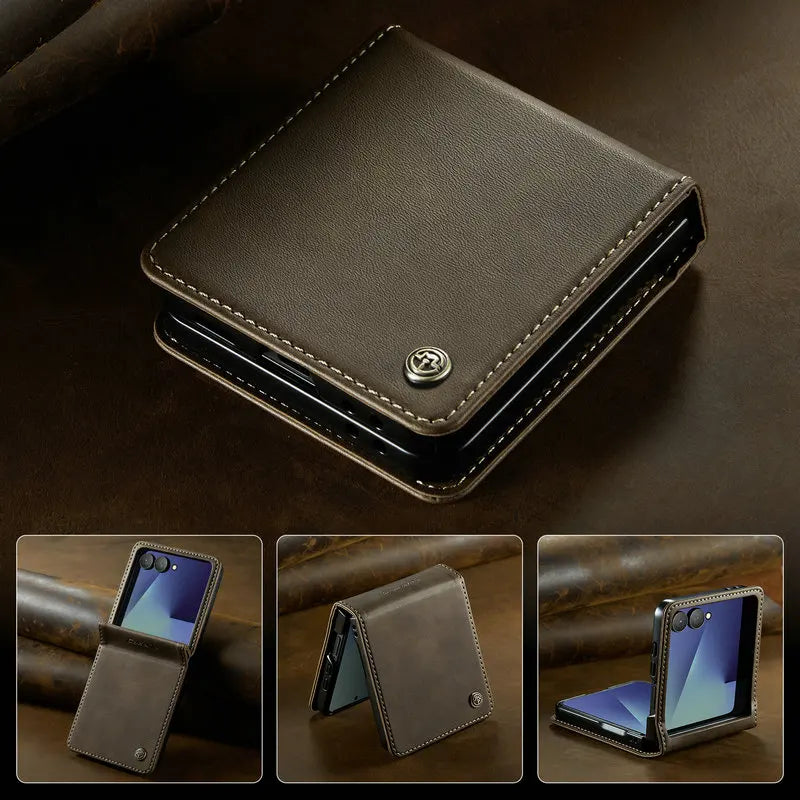 For Samsung Galaxy Z Flip 8 5G 2026 Luxury Case Classic Book Funda Samsung Z Flip 7 Case Phone Galaxy ZFlip 8 Flip7 Leather Etui