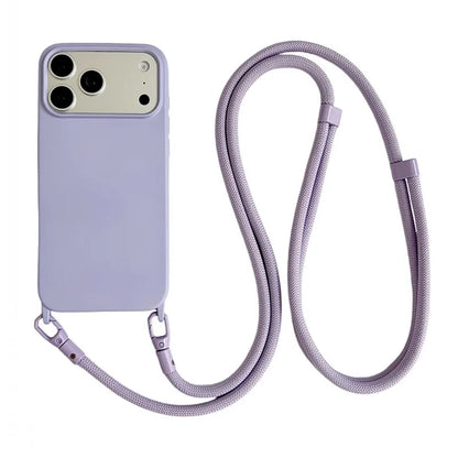 Lanyard Case For iPhone 17 Pro Max 14 12 11 13 15 16 Plus 17 Air Candy Shockproof Crossbody Neck Cord Strap Soft Official Cover