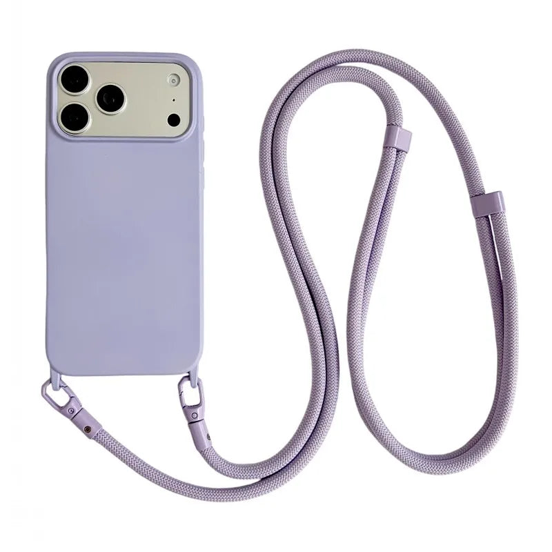 Lanyard Case For iPhone 17 Pro Max 14 12 11 13 15 16 Plus 17 Air Candy Shockproof Crossbody Neck Cord Strap Soft Official Cover