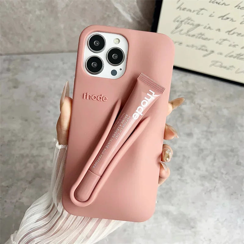 Hot Brand Lemontini Phone  Case for IPhone 11 12 13 14 15 16 Pro Max Plus 17 Air Makeup Lip Gloss Silicone Cover with Lip Glaze
