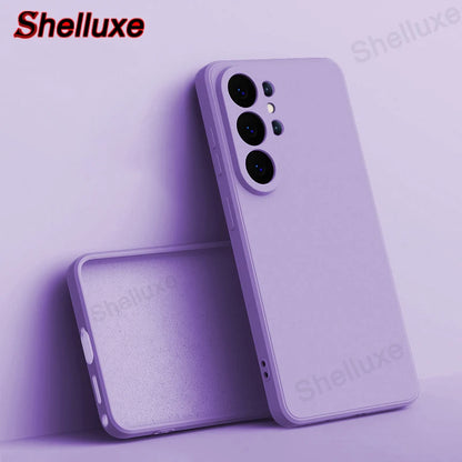 Shelluxe Square Original Liquid Silicone Case For Samsung Galaxy S26 S25 S24 S23 Ultra Plus FE S26+ Silky Feel Soft Phone Cover