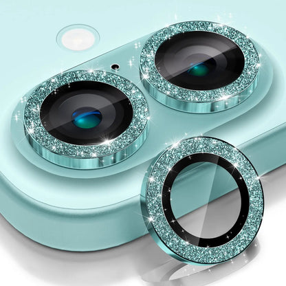 2-3Pcs For IPhone 17 16 15 Pro Max Camera Lens Protector Green Glitter Decoration Ultra-HD Tempered Glass Cover Protective Ring