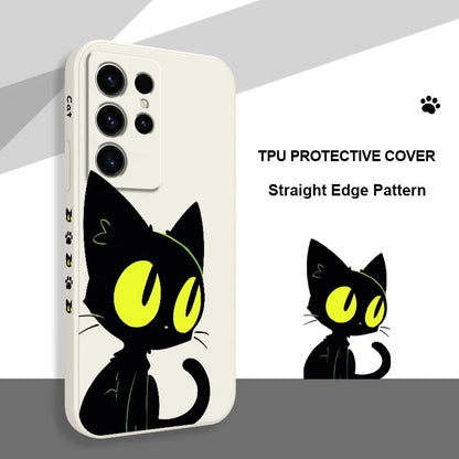 Fluorescent Cat Phone Case For Samsung Galaxy S25 S24 S23 S22 S21 S20 Ultra FE S10 S10E Plus Note 20 Ultra Silicone Cover