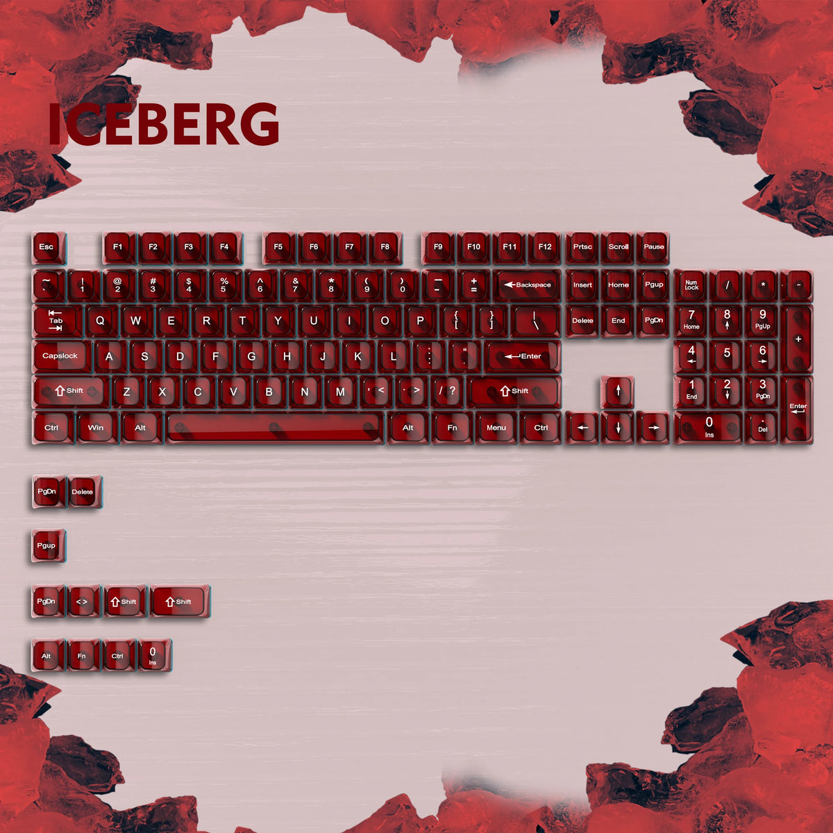 115 Keys Black Transparent Clear Keycaps Crystal Ceramic PC Keycap RGB Shine Through Key Cap MDA Profile for MX Switch Keyboard