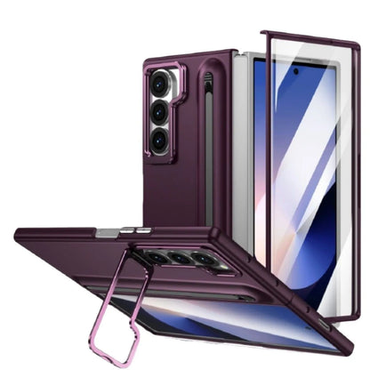 Metal Lens Holder Phone Cover For Samsung Galaxy Z Fold 7 6 5 Z Fold7 Fold6 Case With Screen Glass S Pen Slot Shockproof Cases