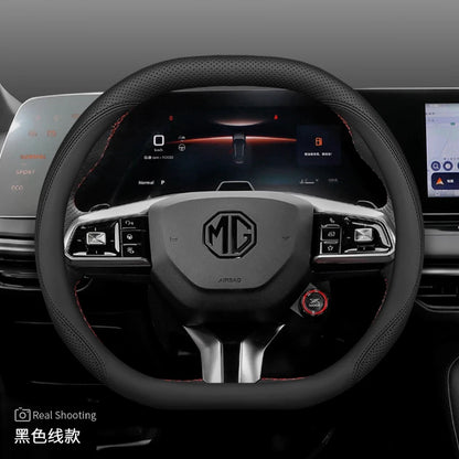 Leather Car Steering Wheel Cover for MG 3 5 One ZX RX5 ZS EHS HS PHEV Luxury Hybrid 2025 2026 Accessories