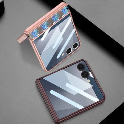 Hinge Protection Magnetic Hard Shell Phone Case for Samsung Galaxy Z Flip 8 7 6 Flip7 Flip6 with Tempered Film Protector Cover