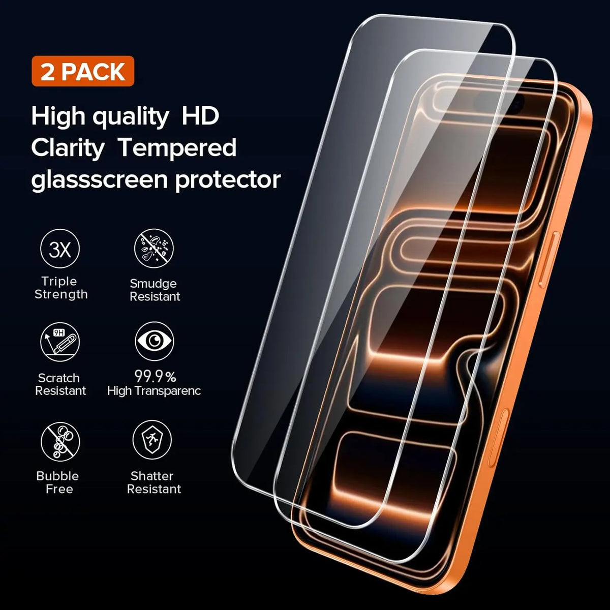 2PCS 9H Full Coverage Tempered Glass for Apple iPhone 17 Pro Max Hardness Screen Protector For iPhone 17 Air glass Film