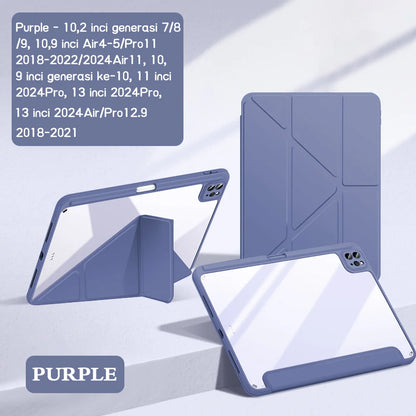 For 2024 iPad Case Air 11/13 M2 Pro 11/13 M4 for iPad Air 4 Air 5 Pro 11/12.9 iPad 5/6/7/8/9/10th Acrylic Clear Y-Fold Stand