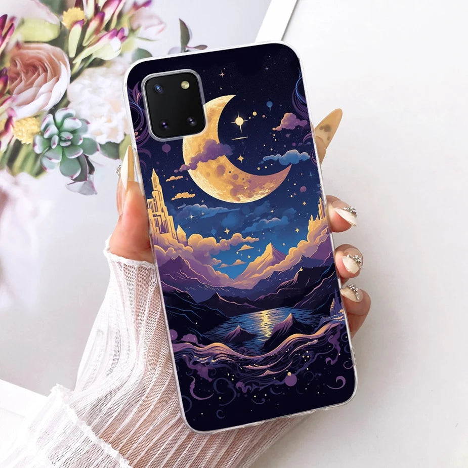 For Samsung Galaxy Note 10 Lite Case SM-N770F Luxury Flowers Painted Cover Soft Silicone Case For Samsung S10 Lite SM-G770F Bags