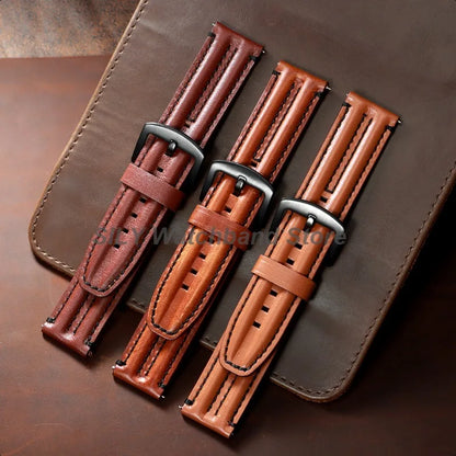 20/22/24mm Cowhide Leather Watchband Straps for Seiko for Omega Men Women Universal Business Bracelets Vintage Oil Wax Wristbelt