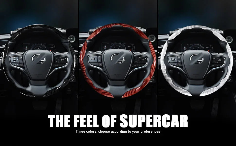 Carbon Fiber Non-slip Protective Cover Segmented Car Steering Wheel Cover Car Styling Accessories 38cm Universal