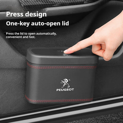 Car trash can hanging car garbage dustproof box storage box suitable for Peugeot 205 206 207 208 301 307 308 406 407 408 508 RCZ