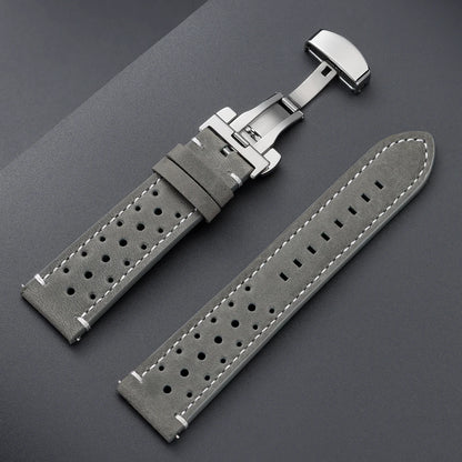 18/19/20/21/22/24mm Vintage Cowhide Watch Strap Brown Black Top-Grain Leather Watch Band Quick Relase Butterfly Buckle Bracelet