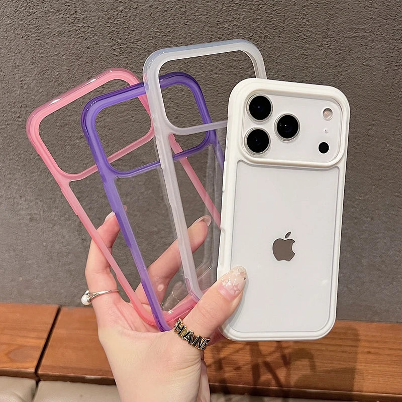 Luxury Transparent  Acrylic Phone Case For iPhone 13 14 15 16 17 18 Pro Max Shockproof Clear Bumper Back Cases Cover