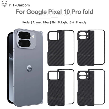 YTF-Carbon New Style for Google Pixel 9/10 Pro Fold Kevlar Carbon Fiber Hinge Protection Cover Ultrathin 11 Pro Fold Phone Case