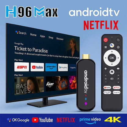 Amlogic S905l3 Android 14.0 H96 Max TV Stick Quad Core 4K Video WiFi Voice Assistant Remote 2GB 16GB Media Player Smart TV Box