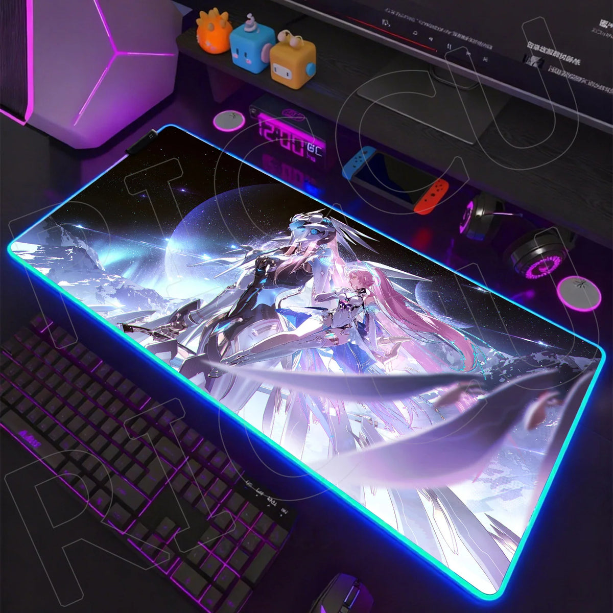 RGB HD XXL Mousepad Game Wuthering Waves Aemeath Mouse Pad Rug Desk Mat Computer Gaming PC Accessories Rubber Keyboard LED Mats