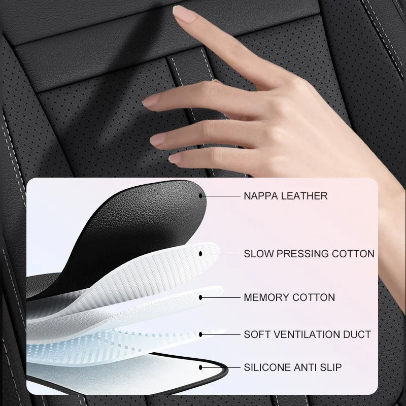 Car Seat Cover Punched NAPPA Leather Full Set Seat Protector Cover Universal Breathable Seat Cushion Auto Interior Universal Set